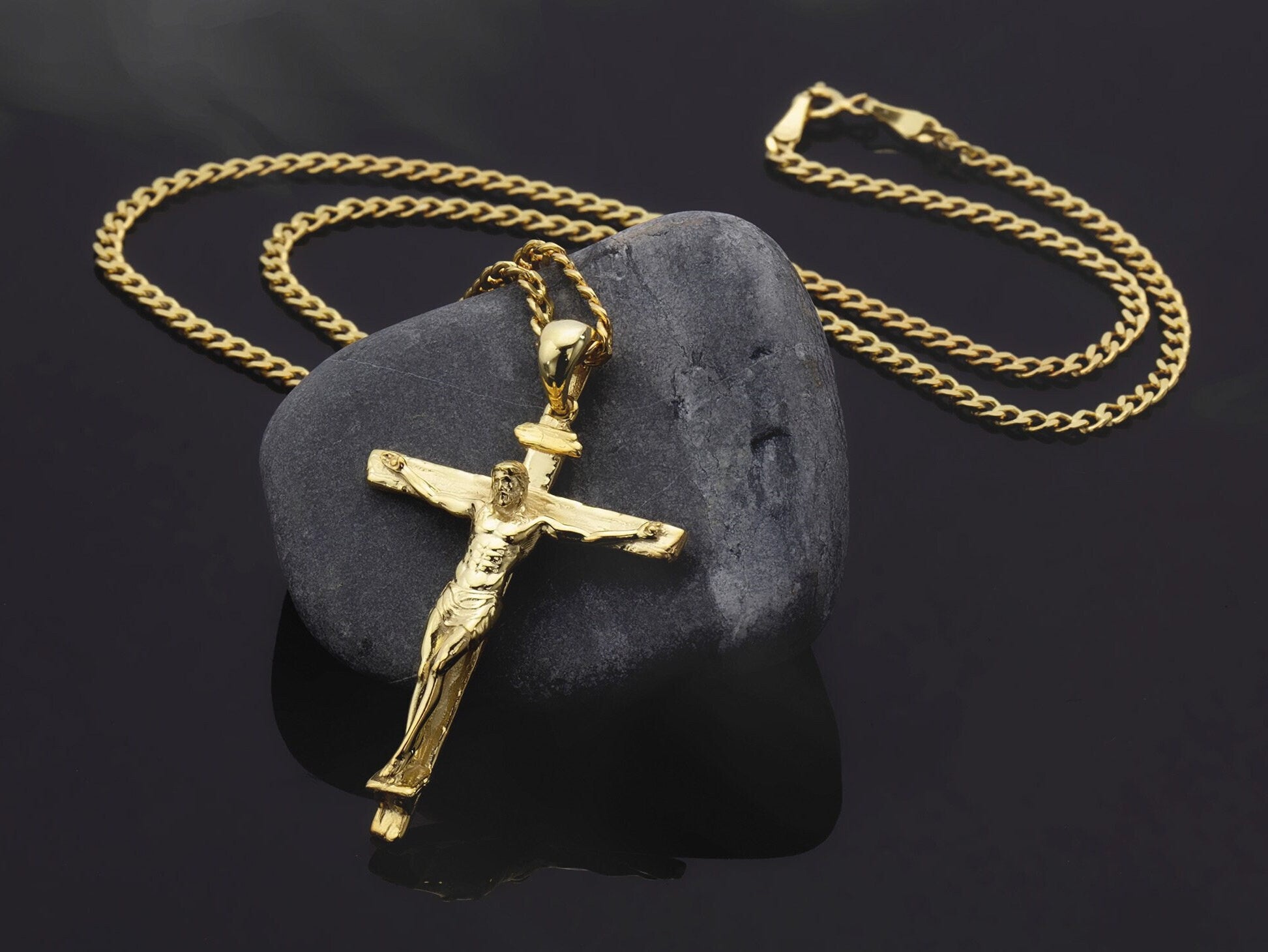 Sterling Silver Cross Necklace For Men, 14K Gold Crucifix Necklace For Women, Religious Jewelry, Gifts For Men, Unique Gift For Father's Day