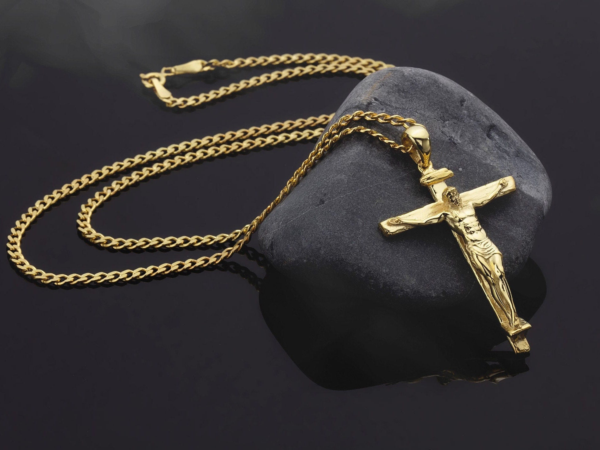 Sterling Silver Cross Necklace For Men, 14K Gold Crucifix Necklace For Women, Religious Jewelry, Gifts For Men, Unique Gift For Father's Day
