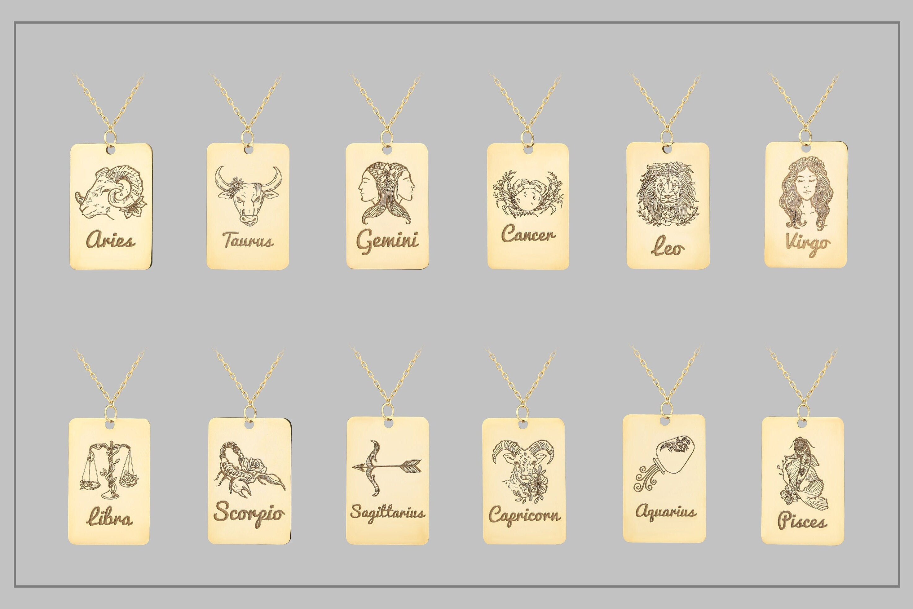 Silver Zodiac Sign Necklaces, Gold Plated Zodiac Pendants, Personalized Gifts, Custom Made Jewelry, Celestial Necklace, Gift For Mothers Day