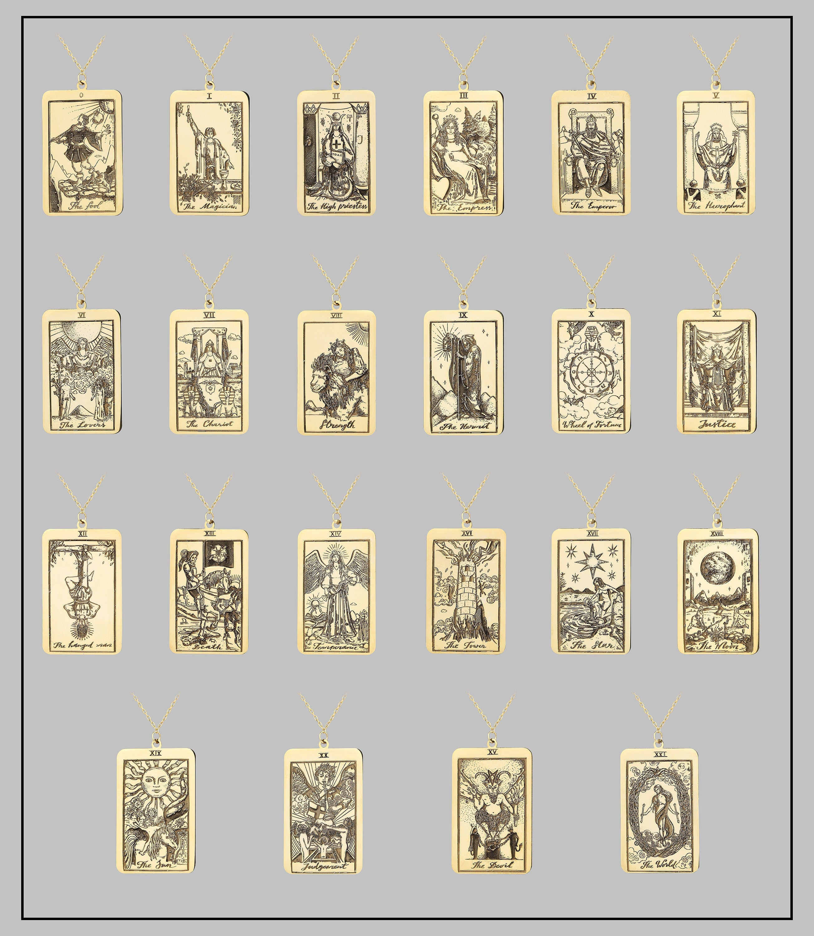 Silver Tarot Zodiac Necklaces, Gold Tarot Card Charm Pendants, Spiritual Jewelry, Personalized Gifts, Meaningful Gifts, Gift For Mothers Day