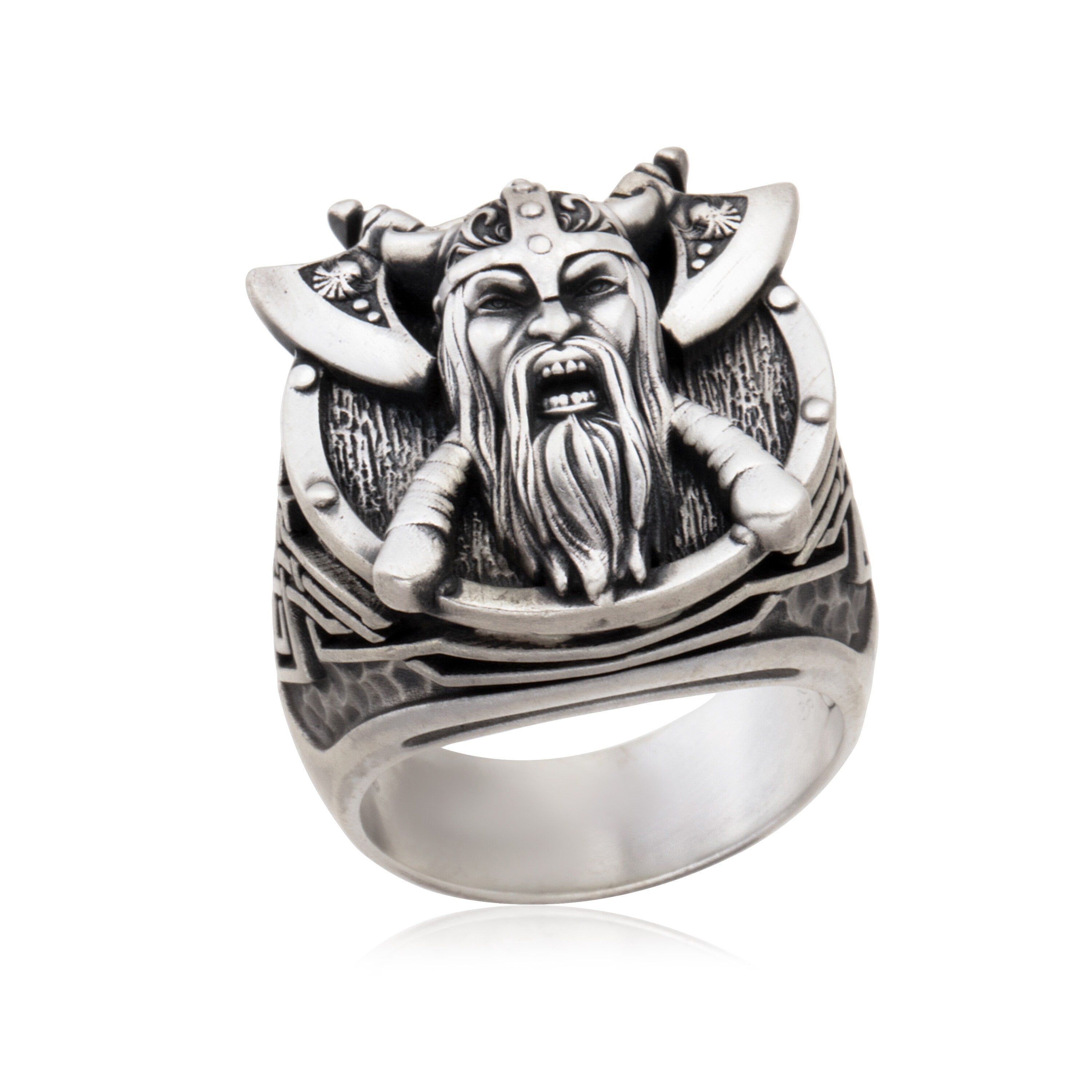 Viking God Odin Silver Ring, Scandinavian Warrior Ring, Nordic Rings, Silver Viking Jewelry, Signet Man Rings, Unique Gift For Father's Day