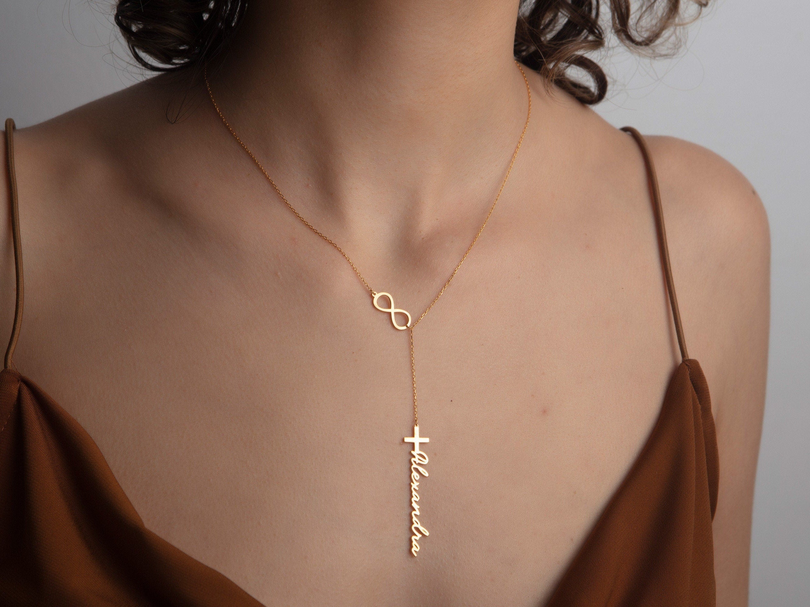 Silver Name Cross Necklace, Gifts For Mom, Infinity Cross Name Necklace, Gold Cross Name Pendant, Personalized Gifts, Gift For Mothers Day