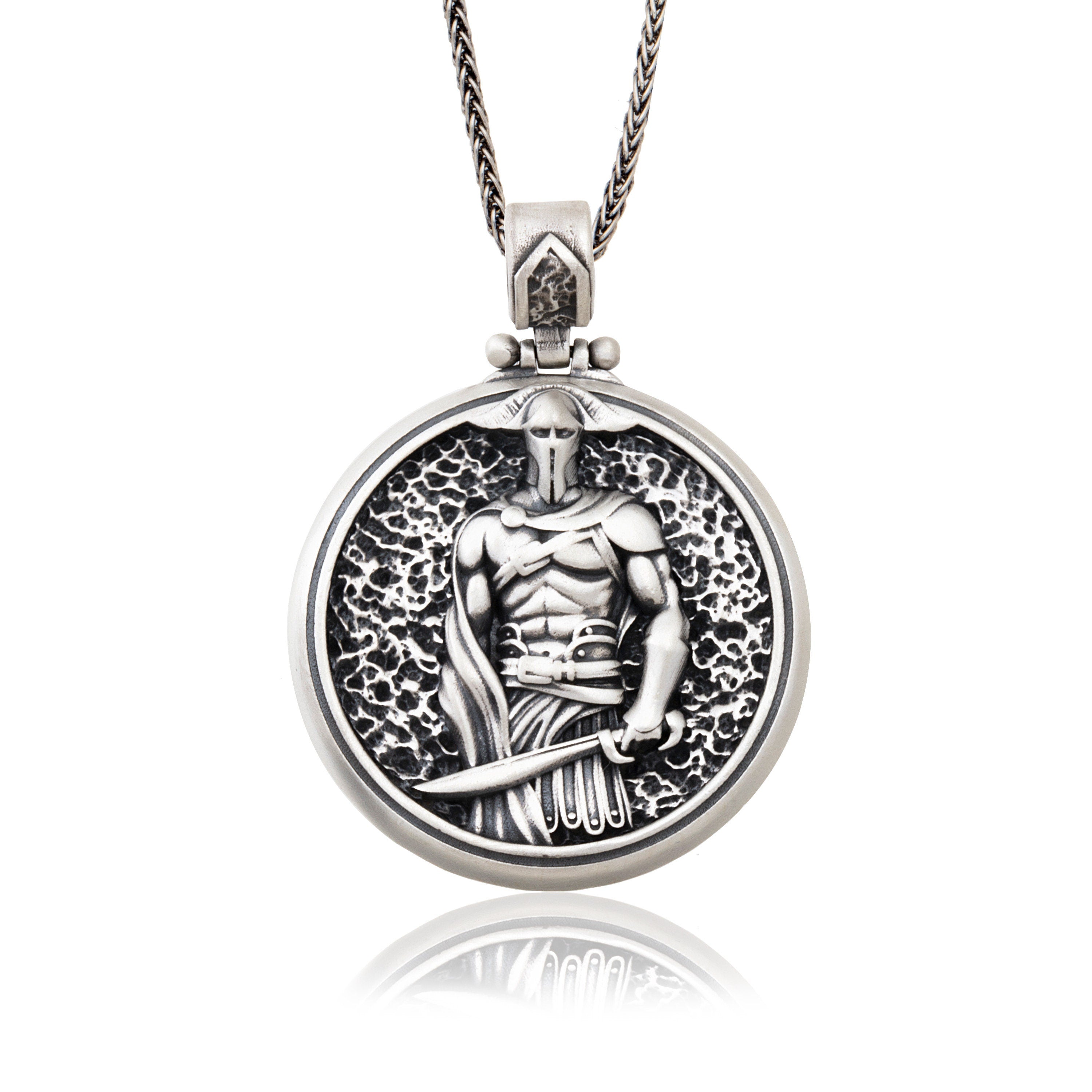 Spartan Leonidas Necklace, 925 Silver Warrior Jewelry For Men, Greek Warrior Necklace, Spartan Helmet Pendant, Unique Gift For Father's Day