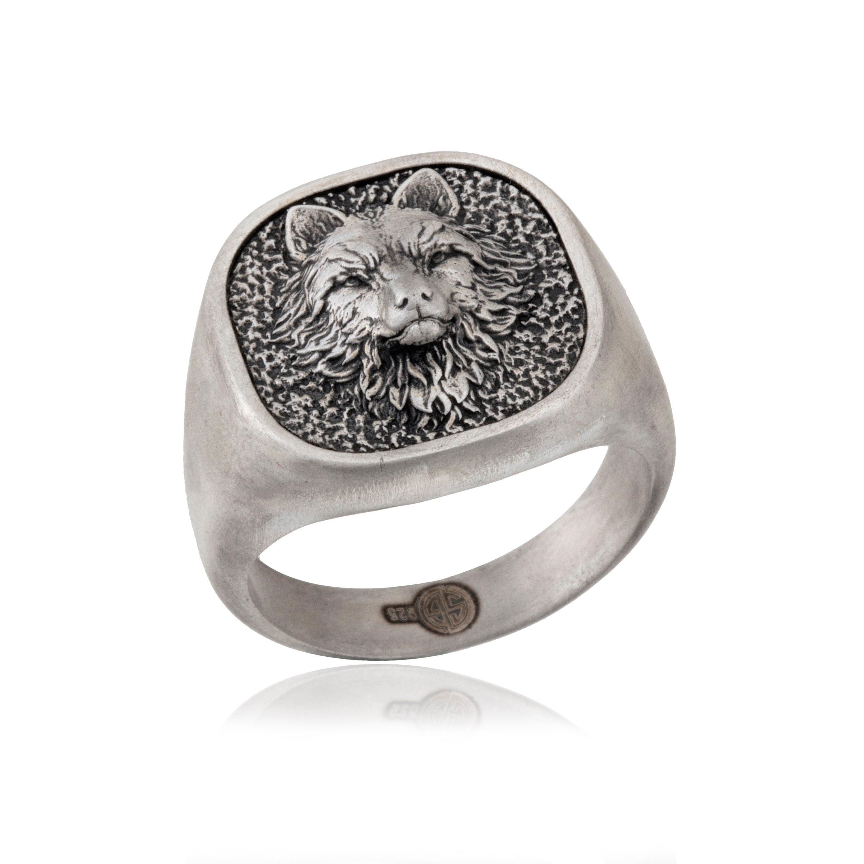 Sterling Silver Wolf Rings, Alpha Wolf Ring For Men, Animal Statement Rings, Signet Ring, Gift for Boyfriends, Unique Gift For Father's Day
