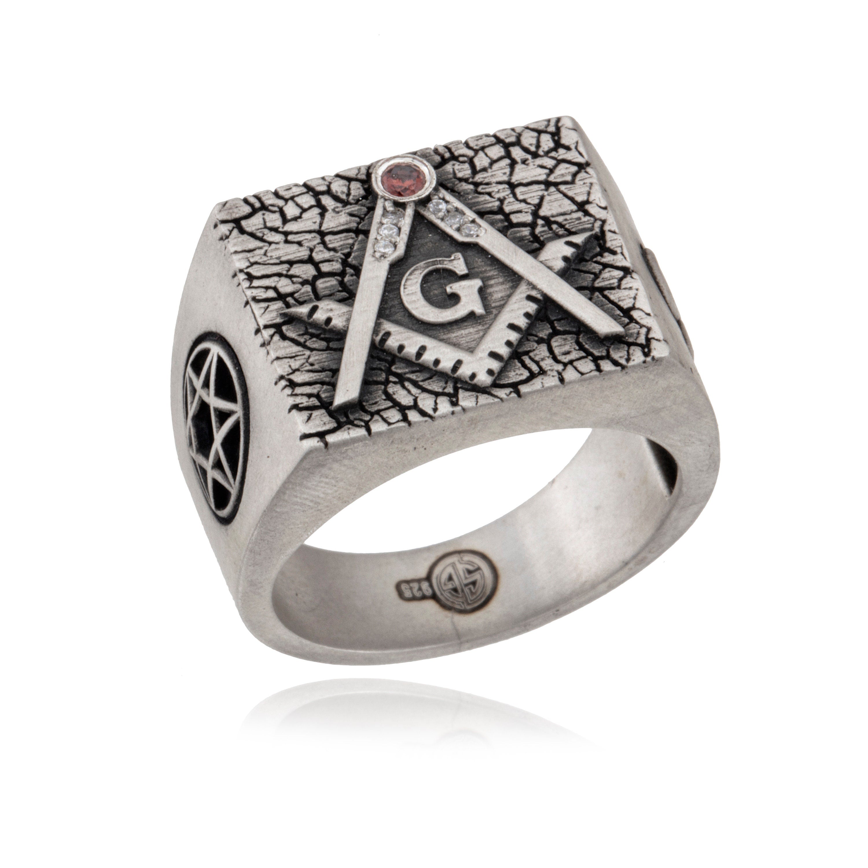 Sterling Silver Mason Rings, Unique Masonic Jewelry, Square Master Mason Ring, Freemason Signet Ring For Mens, Unique Gift For Father's Day