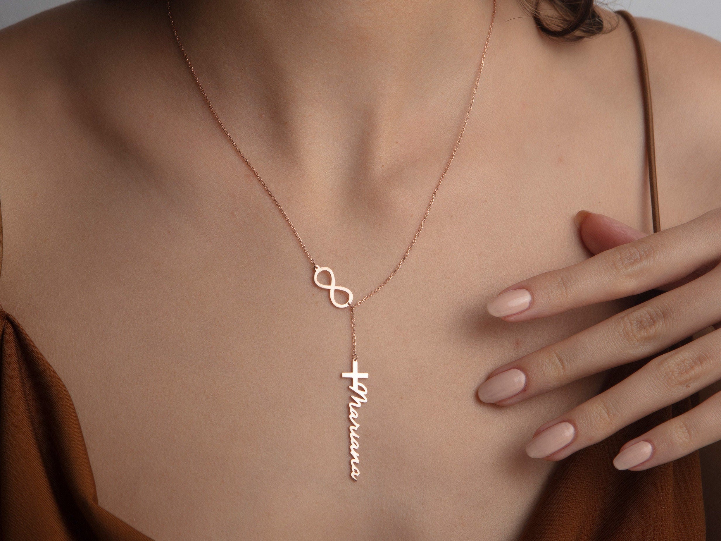 Silver Name Cross Necklace, Gifts For Mom, Infinity Cross Name Necklace, Gold Cross Name Pendant, Personalized Gifts, Gift For Mothers Day