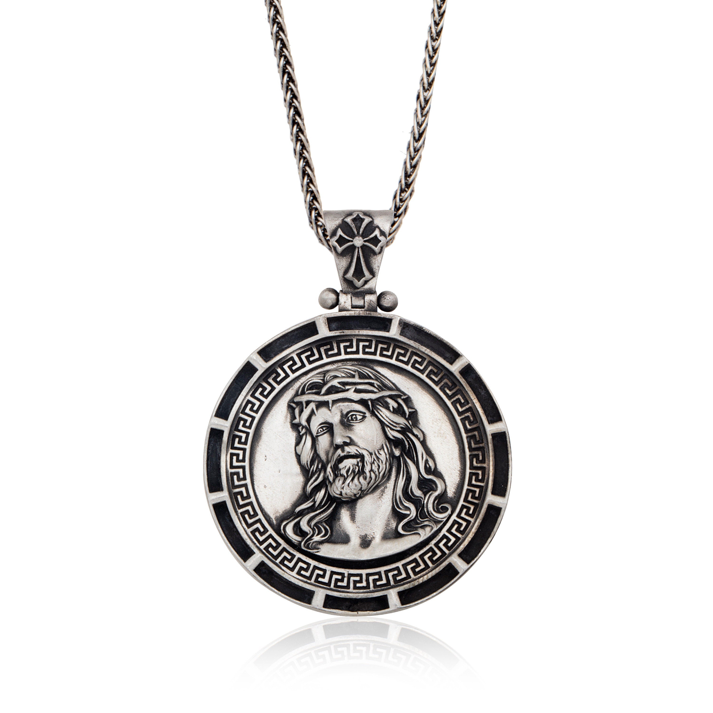 Sterling Silver Jesus Christ Necklace, Cross Necklaces For Men, Crucifix Pendants For Women, Religious Jewelry, Unique Gift For Father's Day