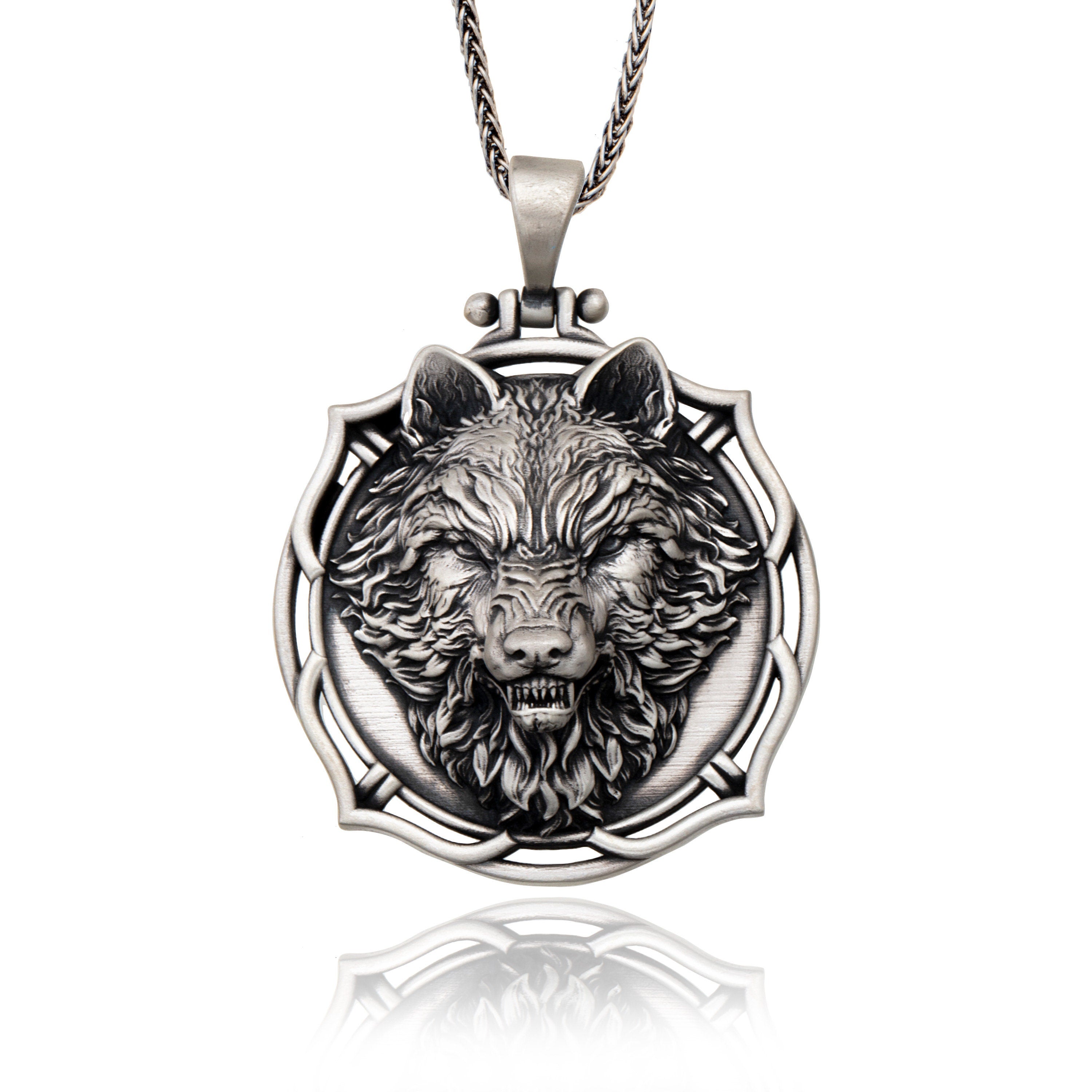 Wild Wolf Necklaces, Sterling Silver Wolf Pendants, Animal Necklace For Mens, Gift For Man, Gift For Father's, Unique Gift For Father's Day