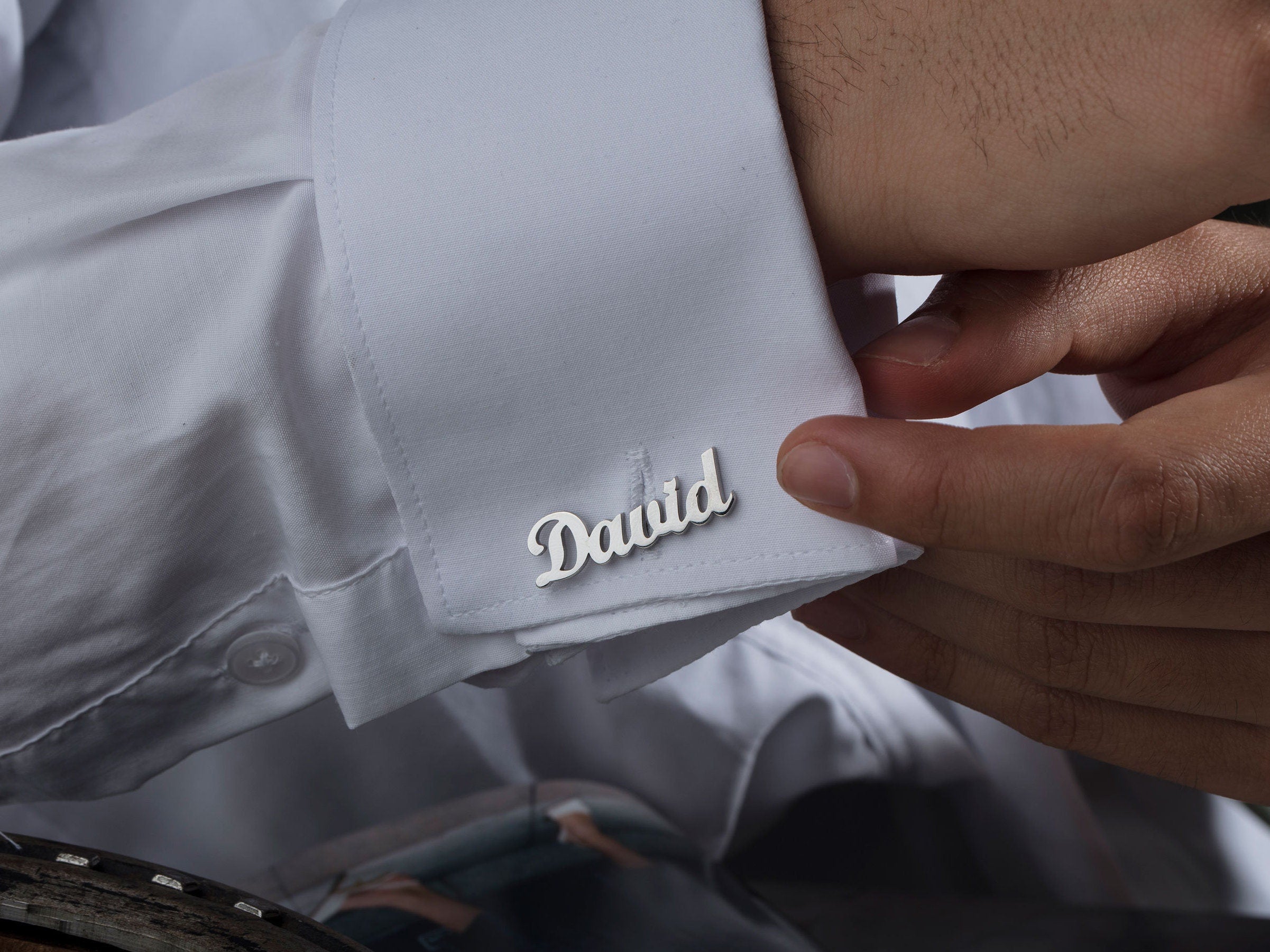 Personalized Silver Name Cufflinks, 14K Gold Customized Cufflink For Men, Groom Wedding Cufflink, Gift For Men, Unique Gift For Father's Day