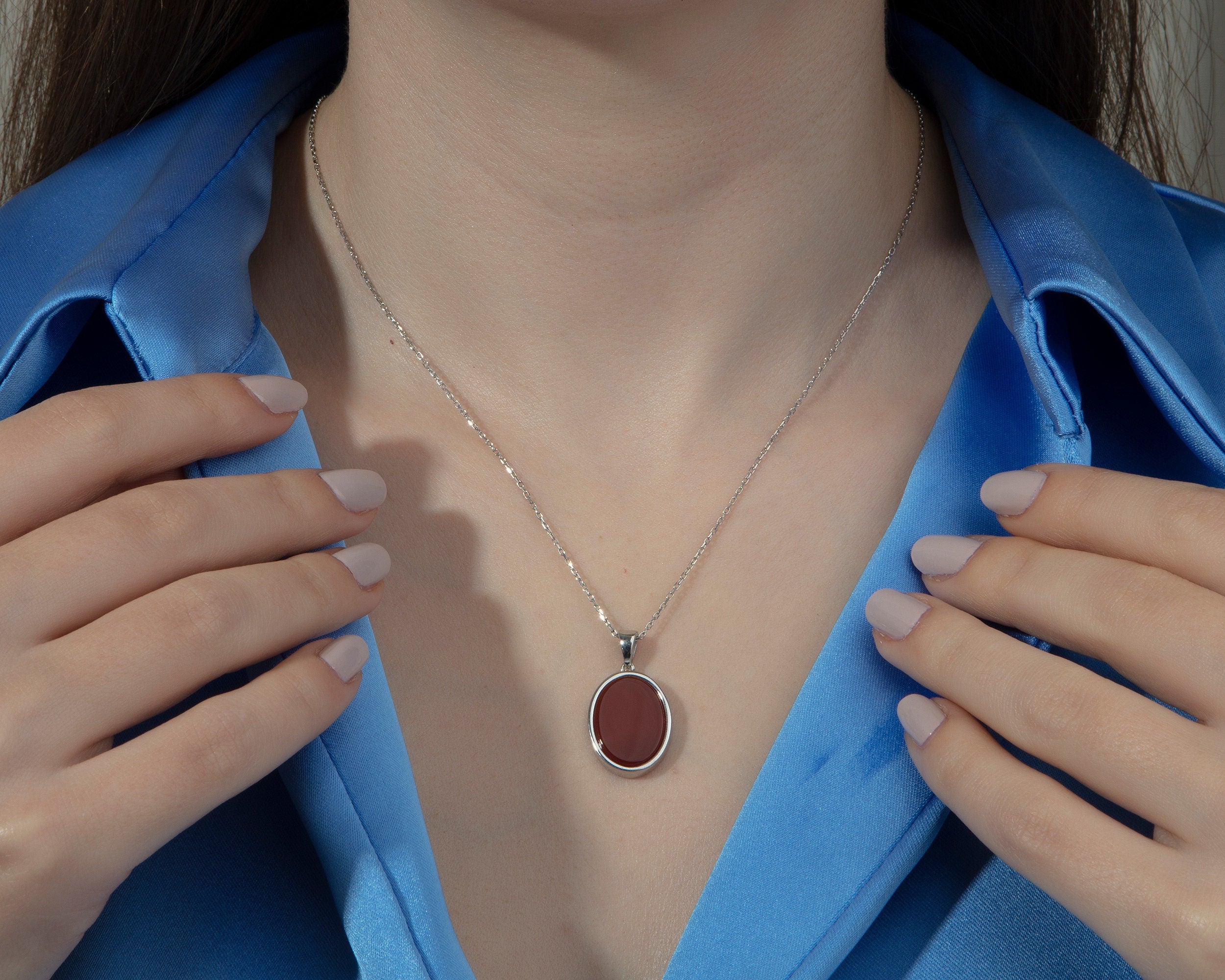 Solid Silver Oval Agate Necklaces, 14K Gold Bloodstone Pendants, Agate Sardonyx Necklace, Birthday Gifts For Mothers, Gift For Mothers Day