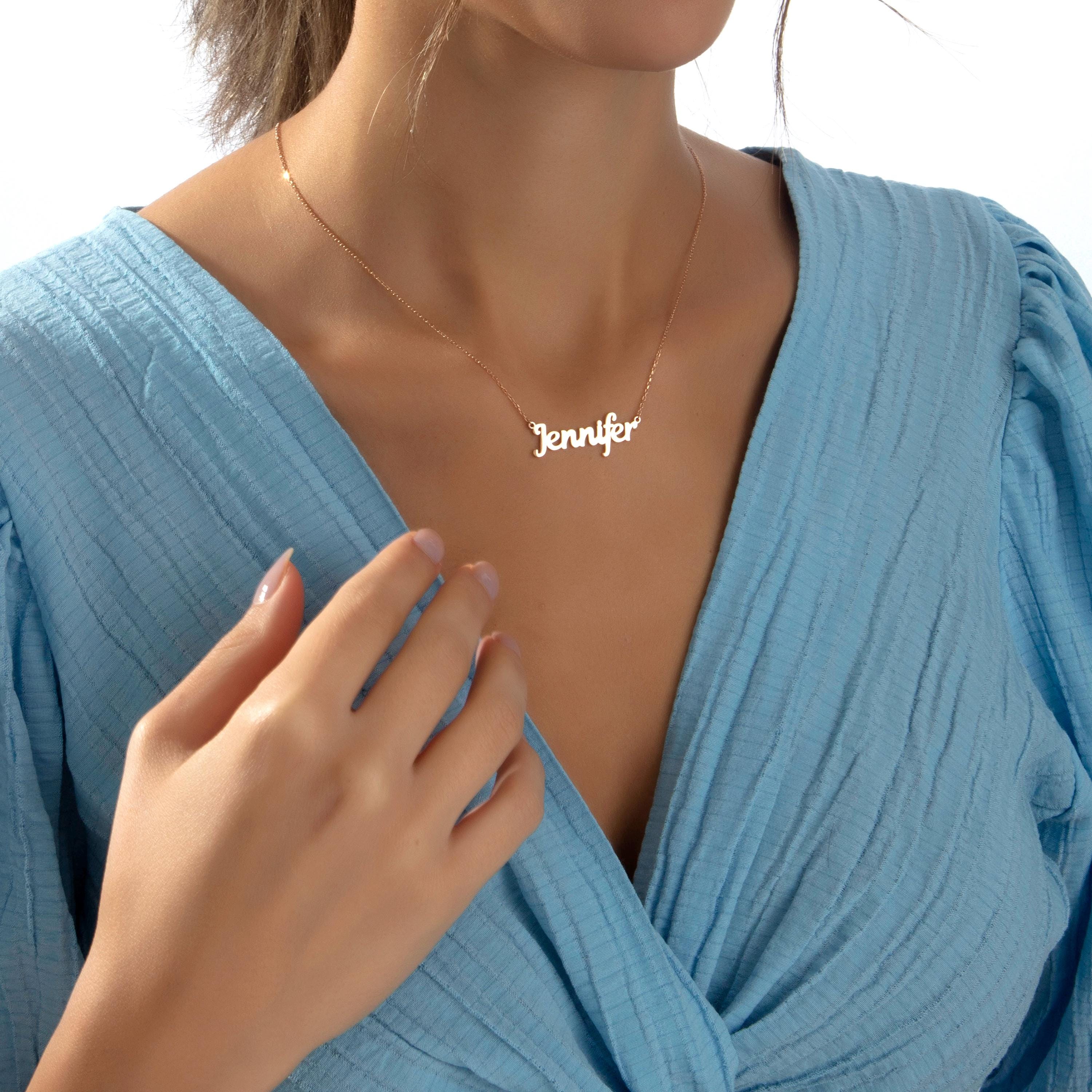 Sterling Silver Name Necklaces, Birthday Gift For Mothers, 14K Solid Gold Custom Name Necklace, Personalized Jewelry, Gift For Mothers Day