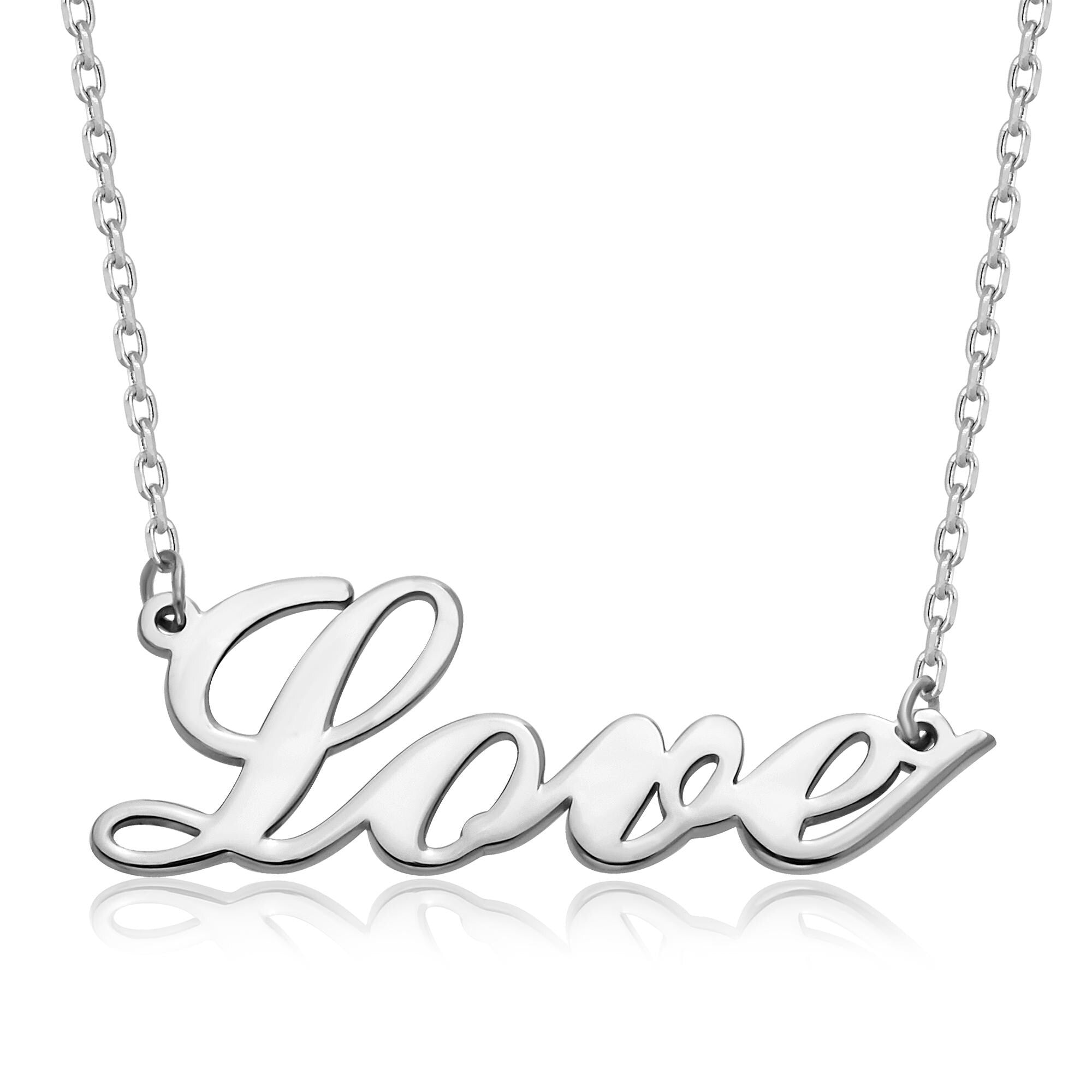 Silver Love Necklace, 14K Gold Love Name Necklace, Birthday Gift For Mothers, Personalized Gifts, Gifts for Daughter, Gift For Mothers Day