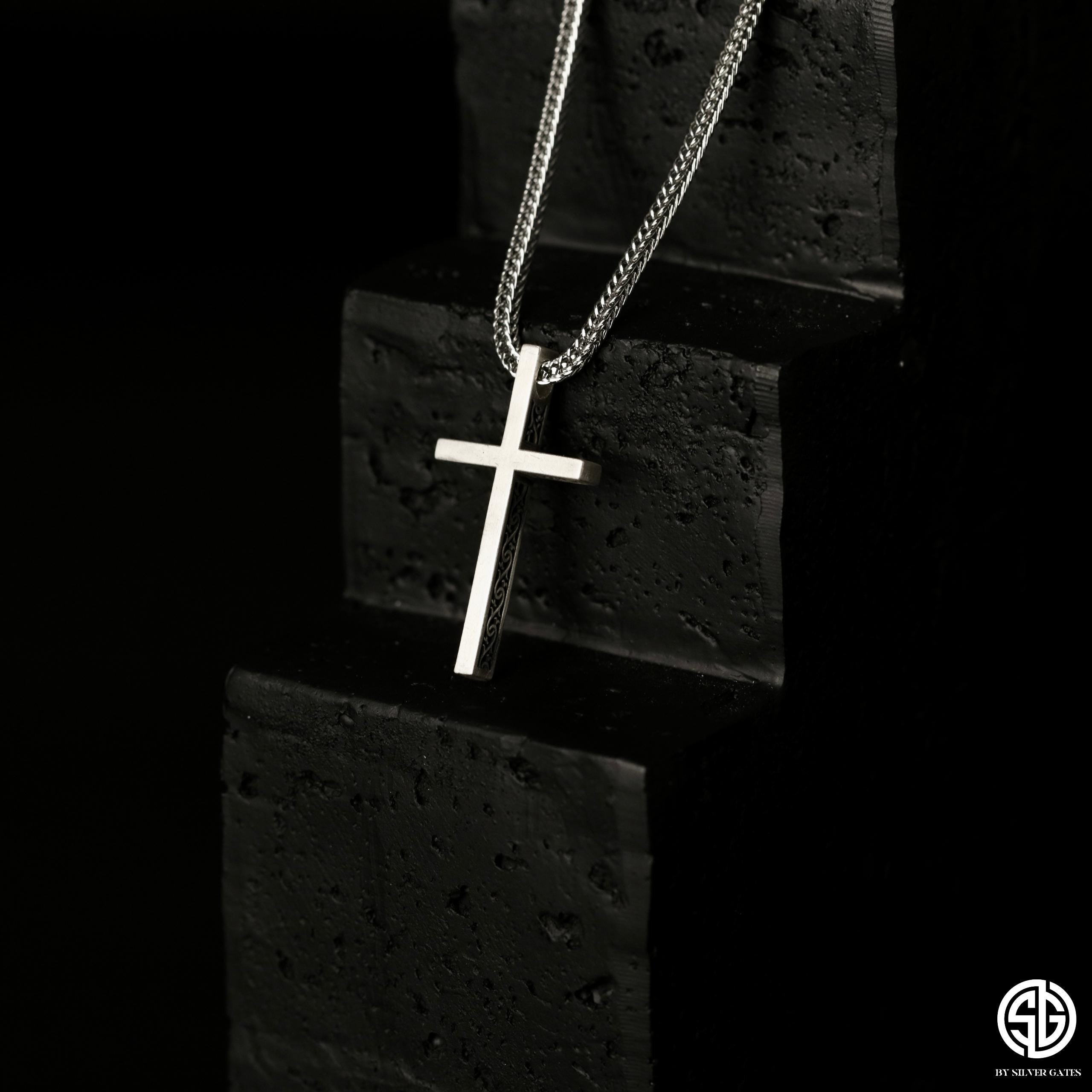 Sterling Silver Cross Necklace For Men, Crucifix Man Pendants, Birthday Gift For Boyfriend, Religious Jewelry, Unique Gifts For Father's Day