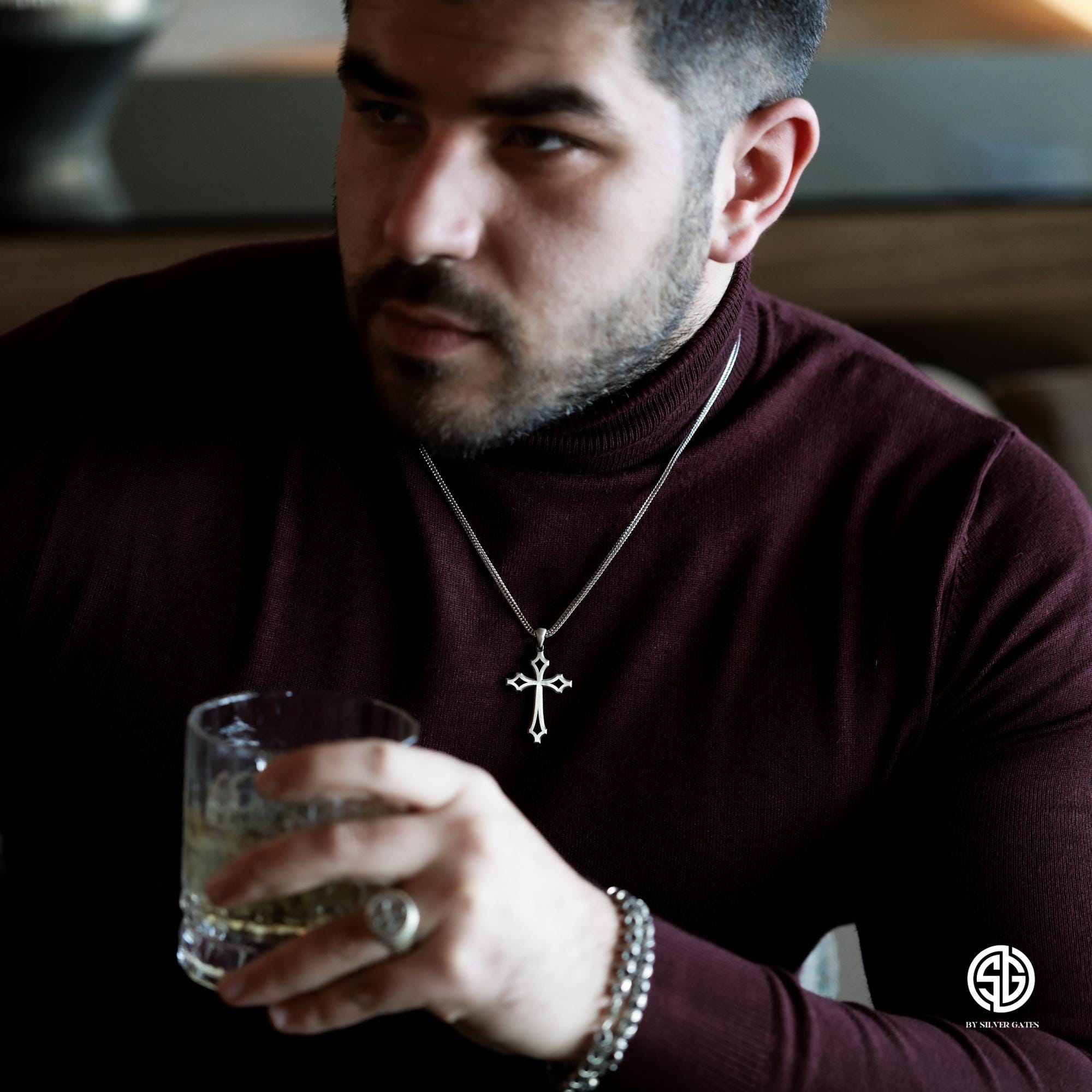 Sterling Silver Cross Necklace For Men, Jesus Crucifix Necklace, Religious Jewelry, Best Birthday Gift For Him, Unique Gift For Father's Day