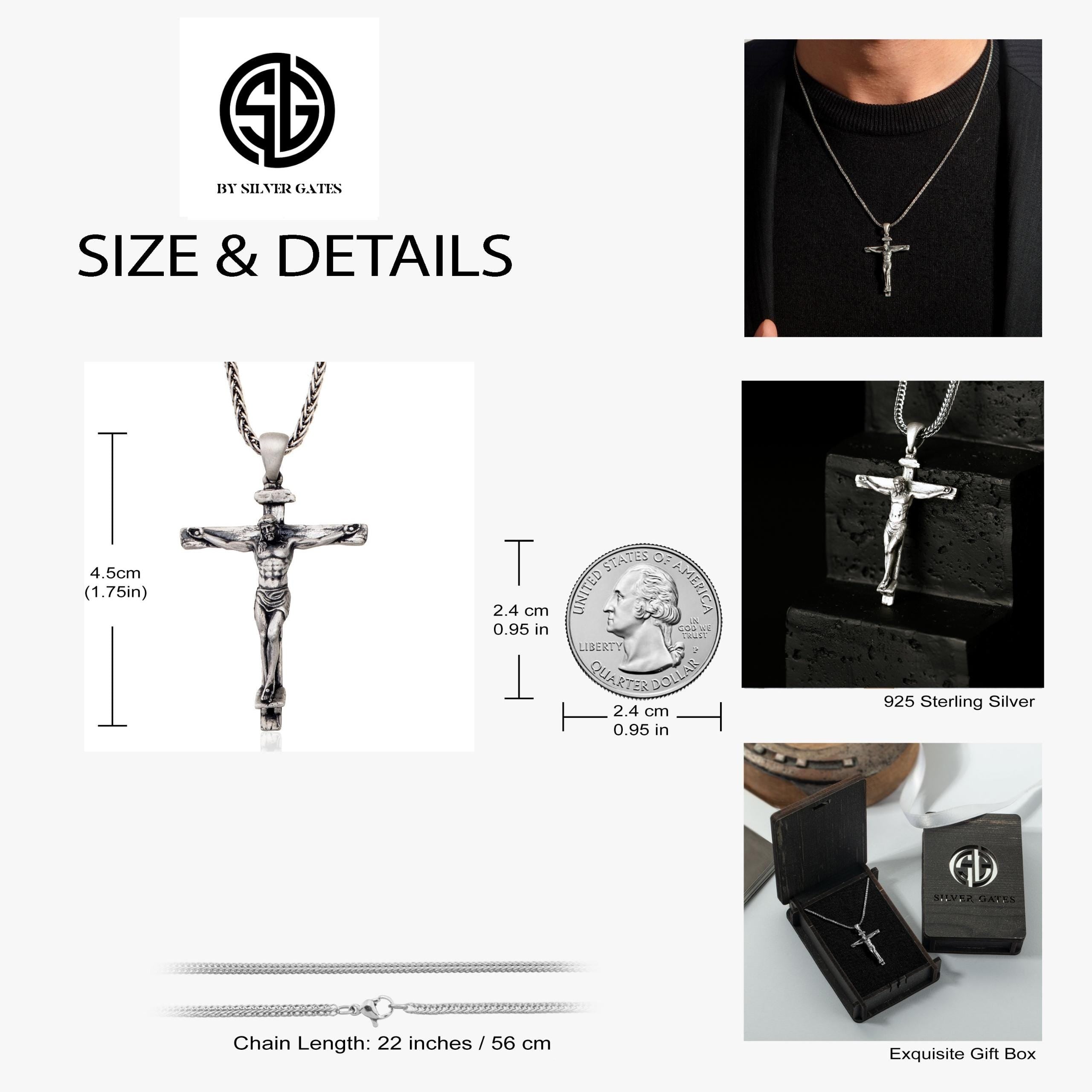 Sterling Silver Cross Necklace For Men, 14K Gold Crucifix Necklace For Women, Religious Jewelry, Gifts For Men, Unique Gift For Father's Day