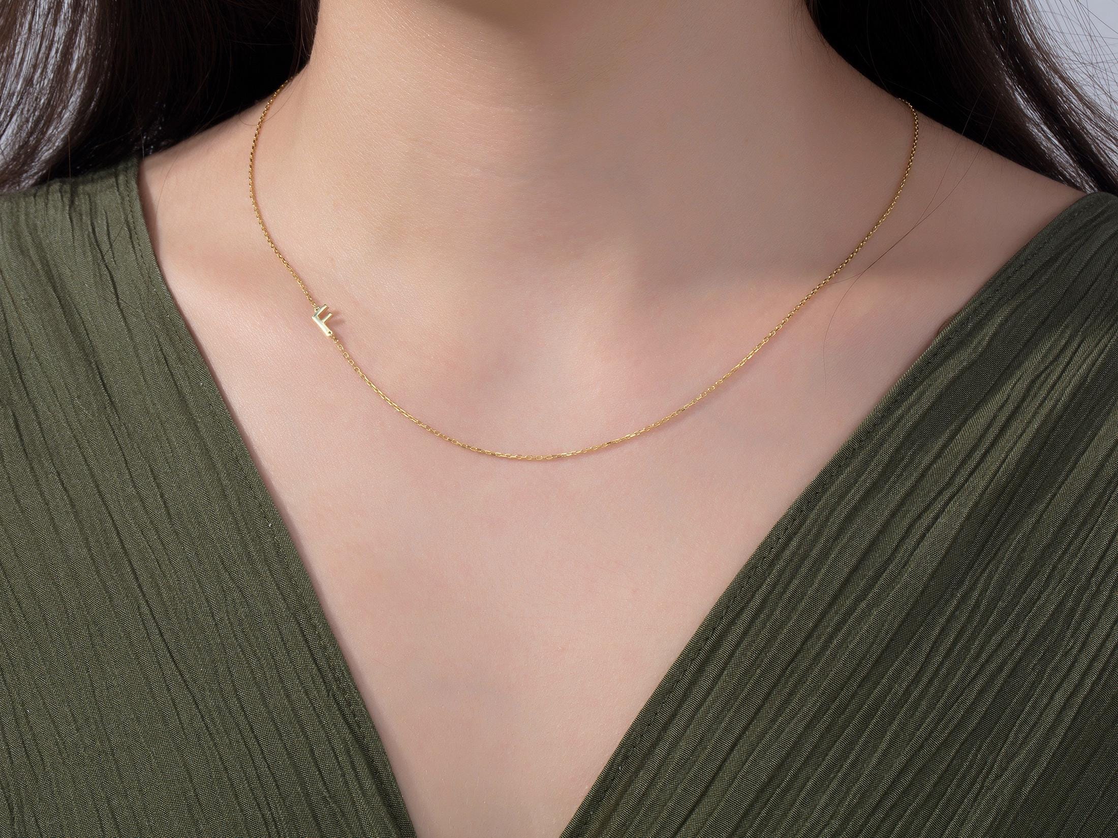 Silver Sideways Birthstone Letter Necklaces, Moms Gift, 14K Gold Name Initial Necklace, Personalized Gifts For Mothers, Gift For Mothers Day