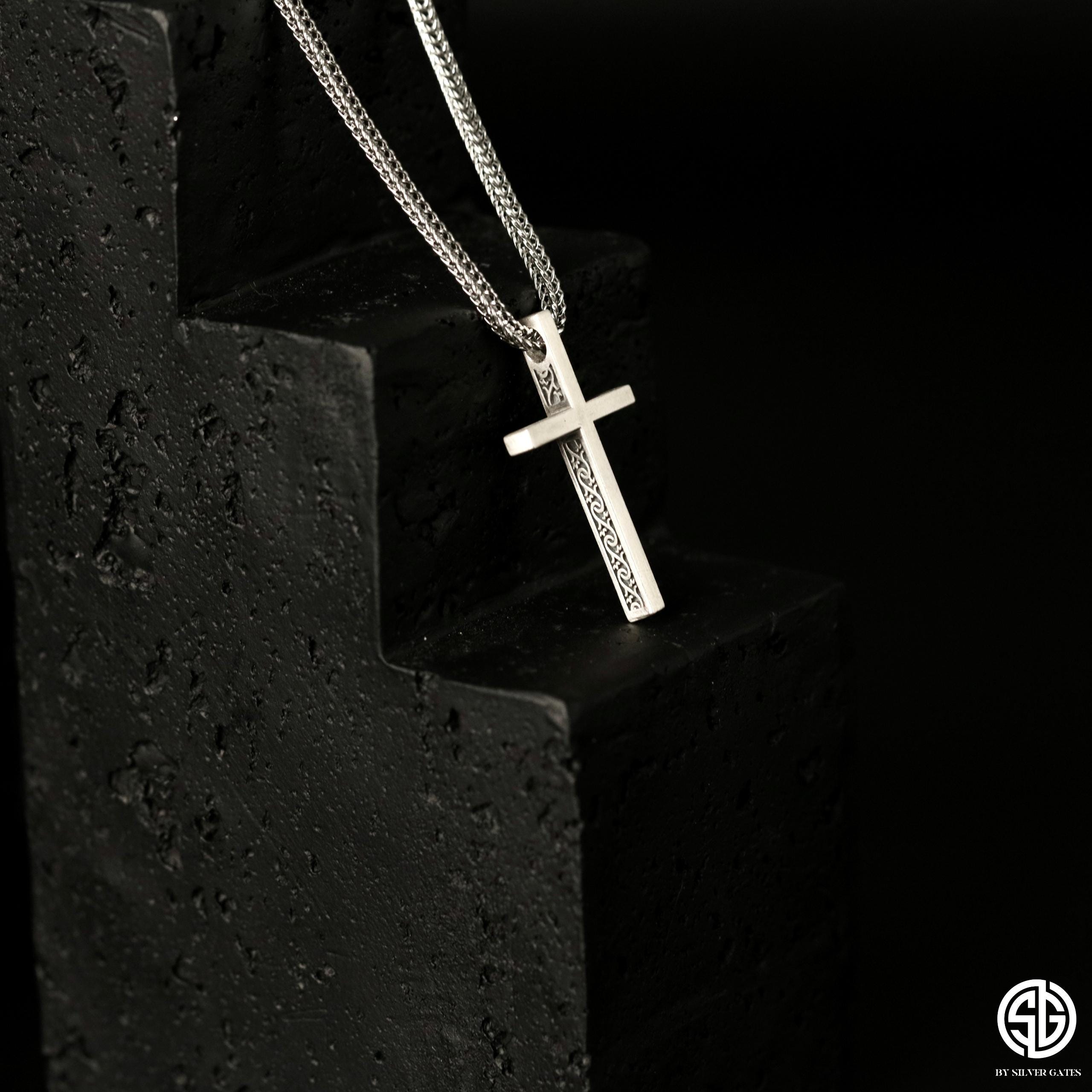 Sterling Silver Cross Necklace For Men, Crucifix Man Pendants, Birthday Gift For Boyfriend, Religious Jewelry, Unique Gifts For Father's Day
