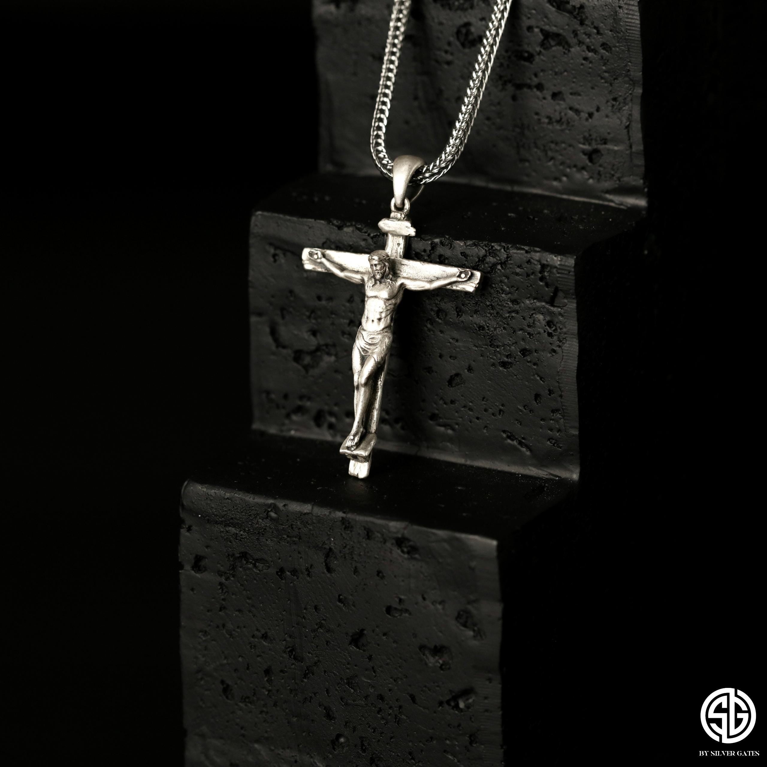 Sterling Silver Cross Necklace For Men, 14K Gold Crucifix Necklace For Women, Religious Jewelry, Gifts For Men, Unique Gift For Father's Day
