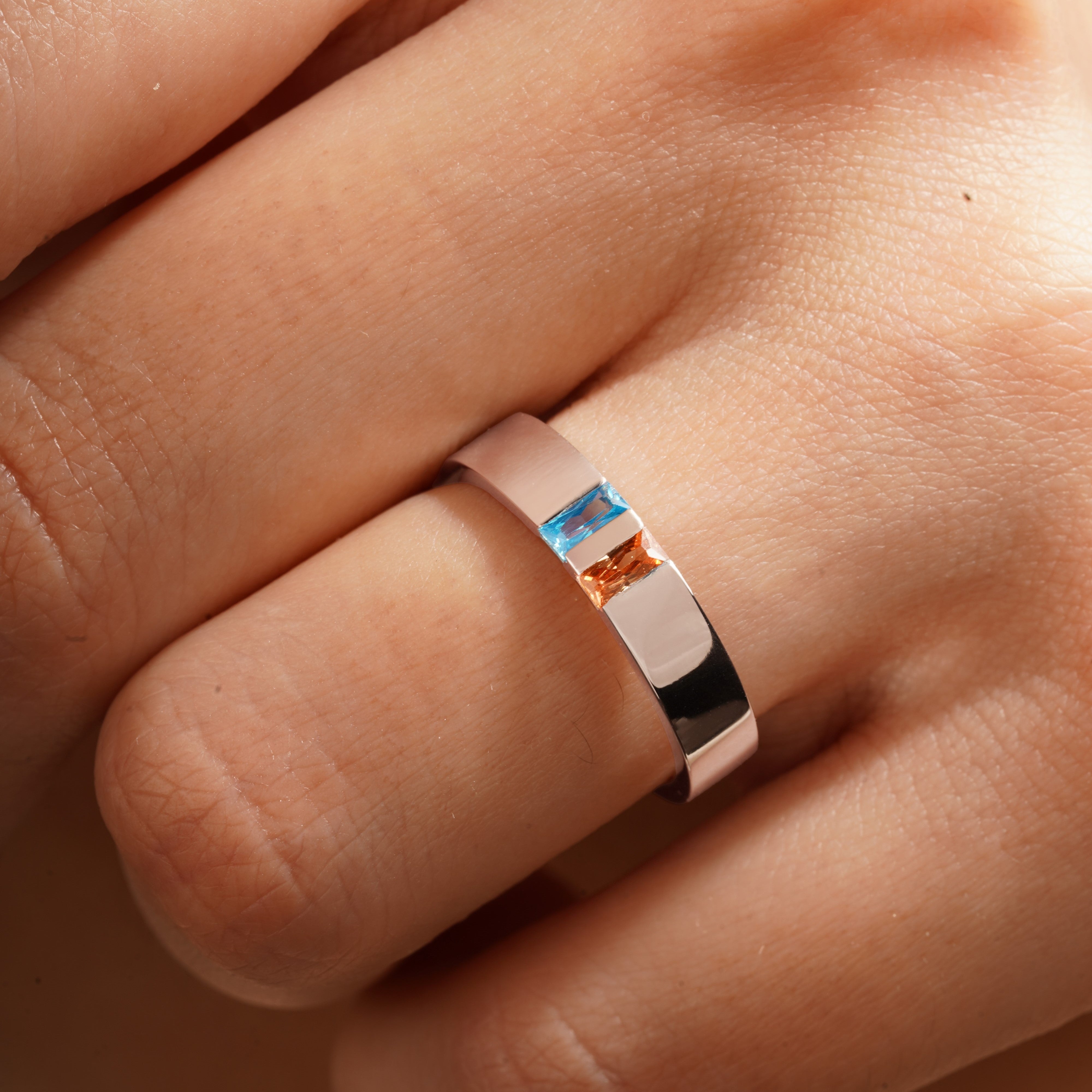 Family Initial Baguette Birthstone Ring
