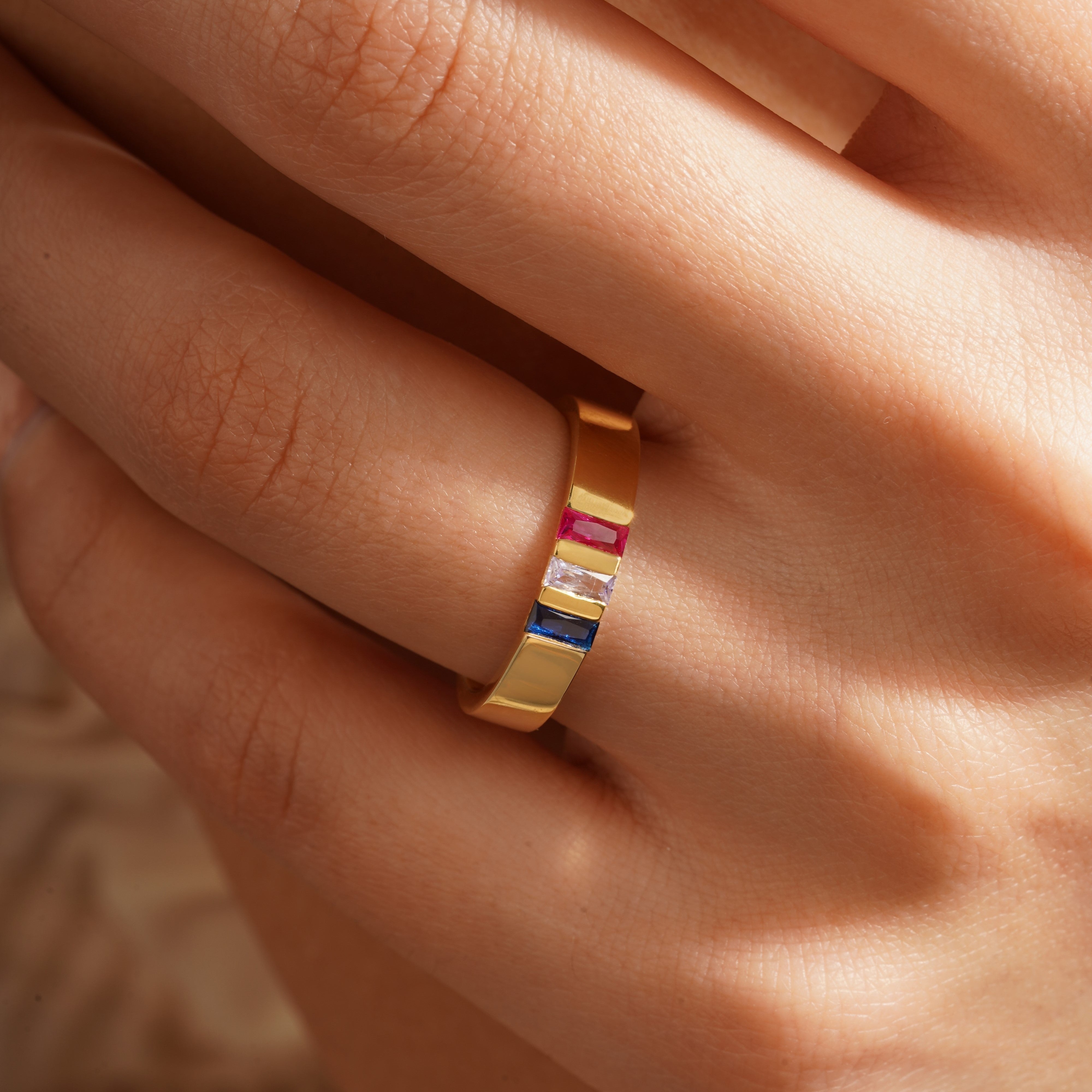 Family Initial Baguette Birthstone Ring
