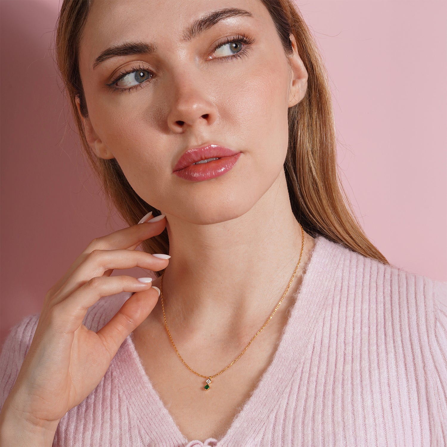 Princess Shaped Birthstone Necklace