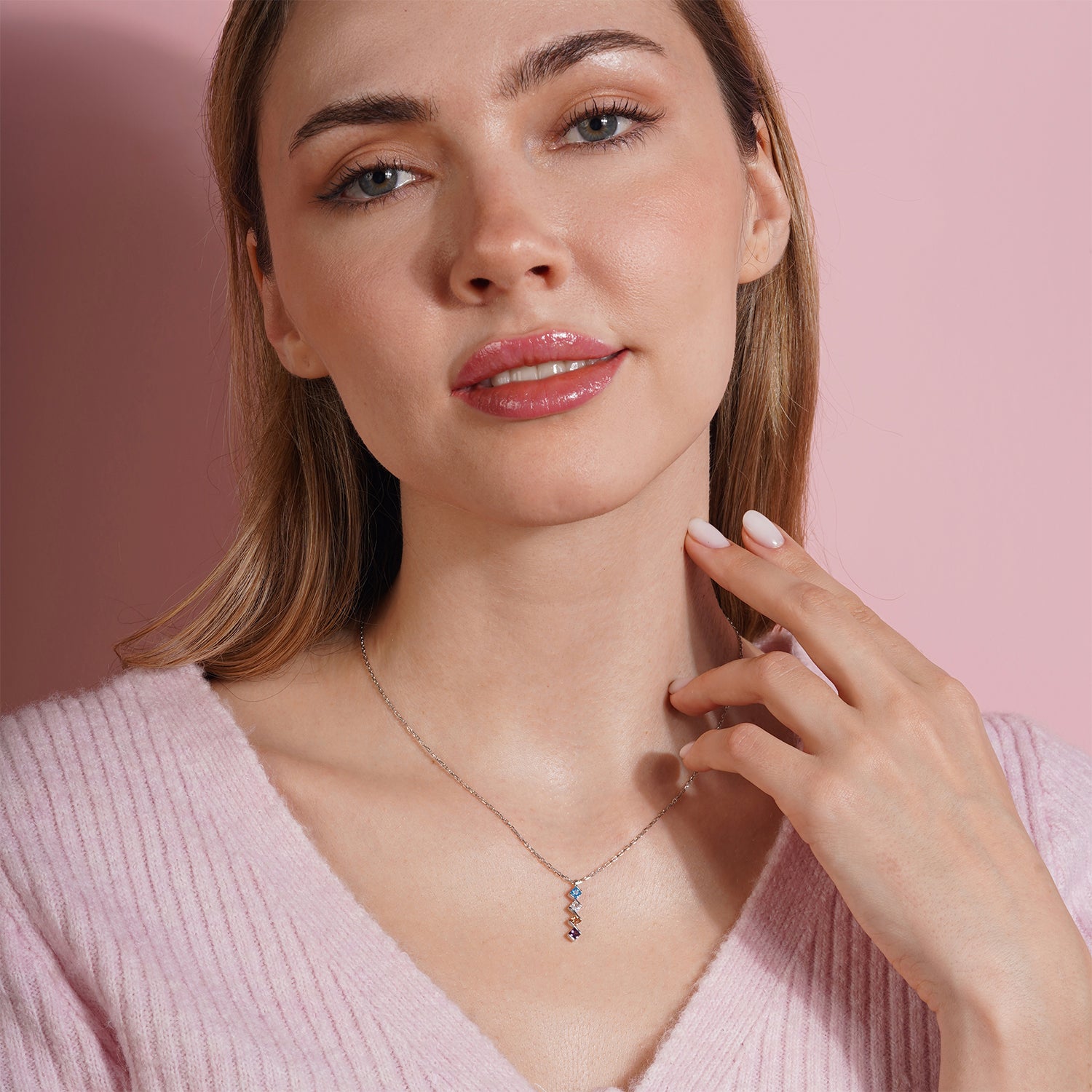 Princess Shaped Birthstone Necklace