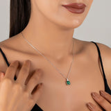 Elegant Emerald Pendant with Natural Diamond - May Birthstone Necklace
