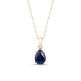 Pear Cut Sapphire Claw Prong Necklace - September Birthstone Jewelry