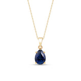 September Birthstone Necklace, Pear Sapphire Claw Prong
