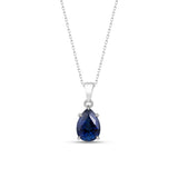 September Birthstone Necklace, Pear Sapphire Claw Prong