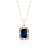 Sapphire Necklace with CZ Diamond Accents- Septemeber Birthstone Jewelry