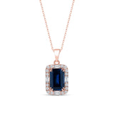 Sapphire Necklace with CZ Diamond Accents- Septemeber Birthstone Jewelry