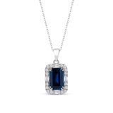 Sapphire Necklace with CZ Diamond Accents- Septemeber Birthstone Jewelry