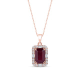 Ruby Pendant Necklace with CZ Diamond Accents- July Birthstone Jewelry