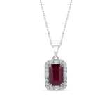 Ruby Pendant Necklace with CZ Diamond Accents- July Birthstone Jewelry