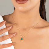 Dainty Emerald Necklace with Natural Diamonds - May Birthstone Jewelry