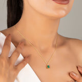 Dainty Emerald Necklace with Natural Diamonds - May Birthstone Jewelry