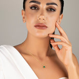 Dainty Emerald Necklace with Natural Diamonds - May Birthstone Jewelry