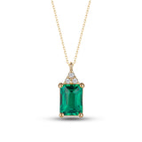 Dainty Emerald Necklace with Natural Diamonds - May Birthstone Jewelry