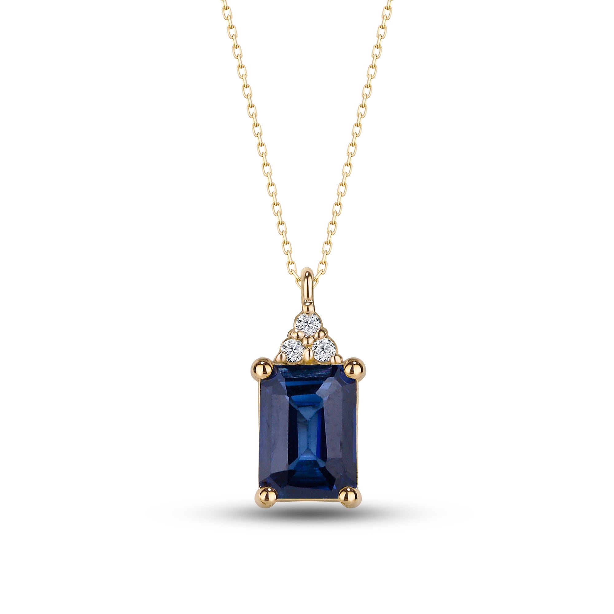 September Birthstone Necklace, Sapphire with Diamonds