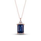 Sapphire Necklace with Natural Diamonds - September Birthstone Pendant
