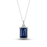Sapphire Necklace with Natural Diamonds - September Birthstone Pendant