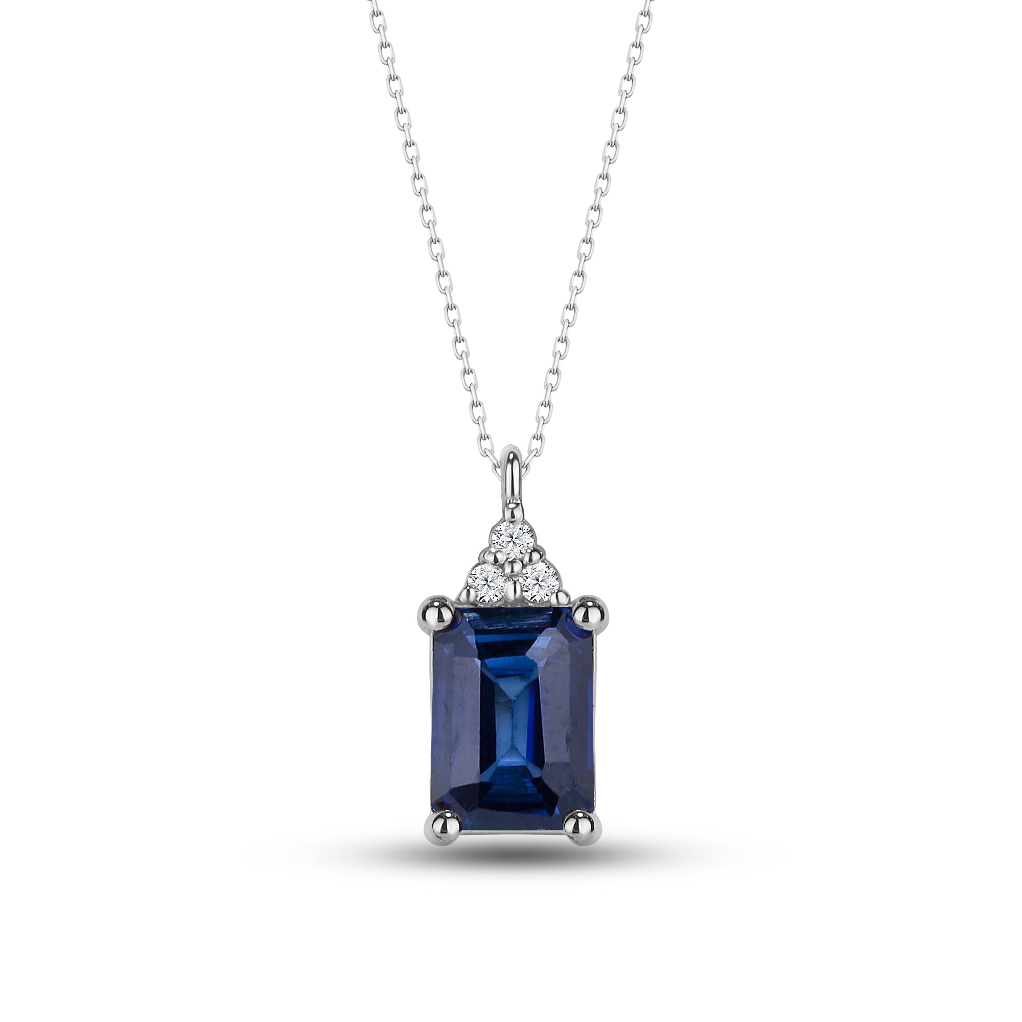 September Birthstone Necklace, Sapphire with Diamonds