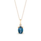 Oval Cut Sapphire Necklace with Natural Diamond - September Birthstone Gift