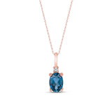Oval Cut Sapphire Necklace with Natural Diamond - September Birthstone Gift