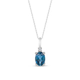 Oval Cut Sapphire Necklace with Natural Diamond - September Birthstone Gift