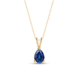 Pear Shaped Sapphire Necklace - September Birthstone Pendant