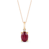 Oval Shaped Ruby Necklace with Natural Diamond - July Birthstone Gift