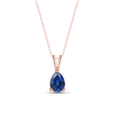 Pear Shaped Sapphire Necklace - September Birthstone Pendant