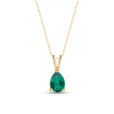 Drop Shaped Emerald Necklace - May Birthstone Pendant
